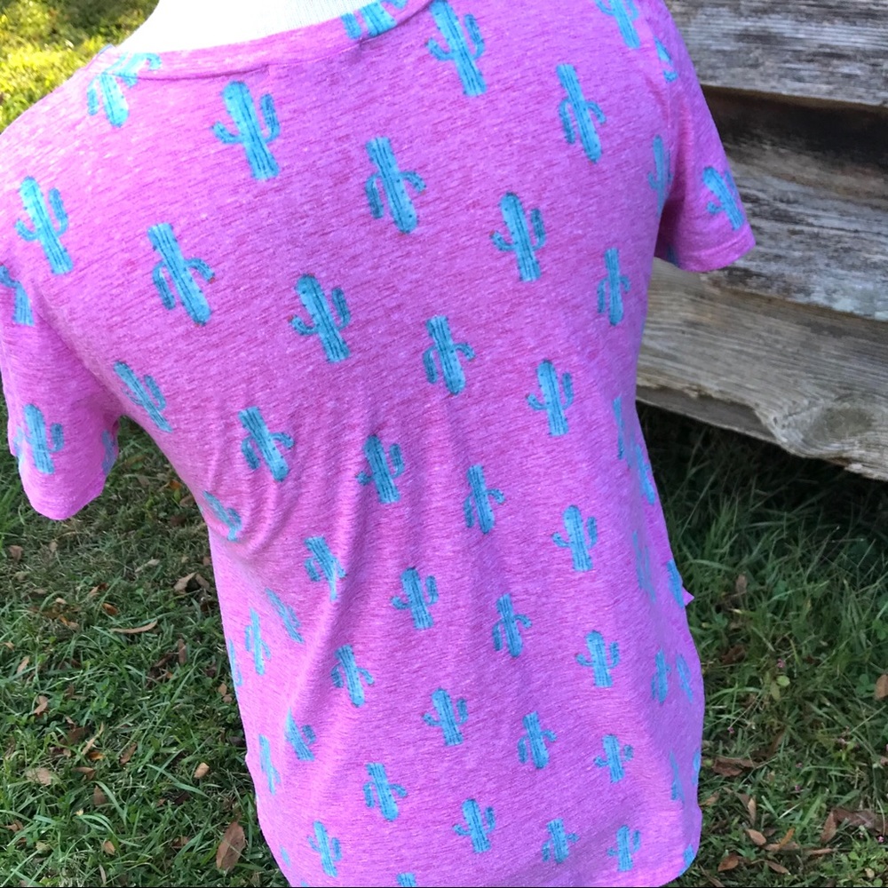 VIAMOR PINK CACTUS ROUND NECK T-SHIRT SHORT SLEEVE - Picture 4 of 10